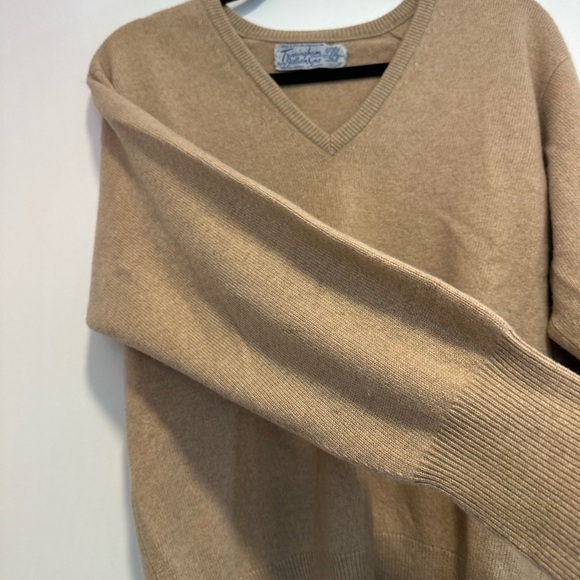 VTG 1950s -70s Mens Trimingham By Bellantyne Tan V-neck 100% Cashmere Sweater. - Picture 8 of 14
